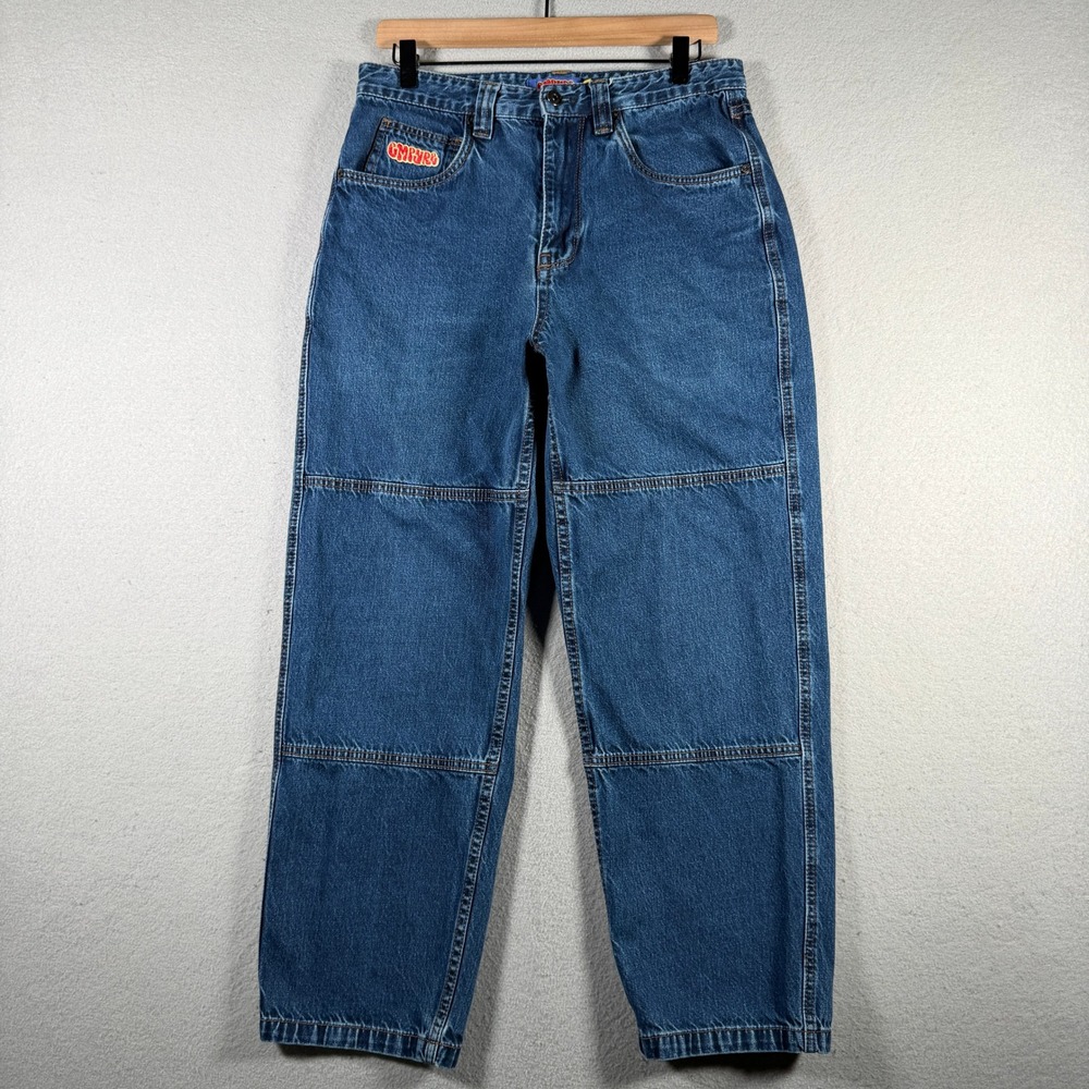 Empyre Relaxed Fit Double Knee Jeans Blue Denim Mens 30x28 Skater Streetwear
